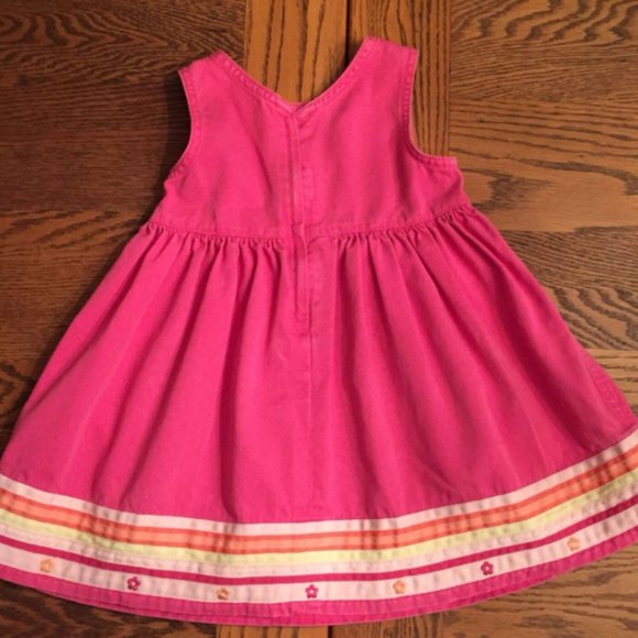 Baby Gap Bright Pink Dress Stripe Trim 100% Cotton - Picture 2 of 4